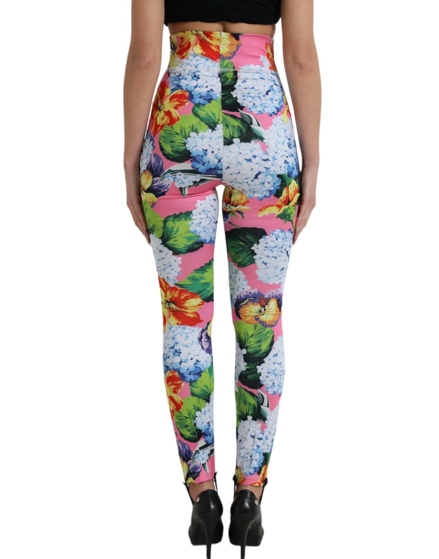 Veelkleurige bloemen hoge taille legging broek