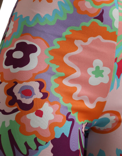 Veelkleurige bloemen hoge taille legging broek