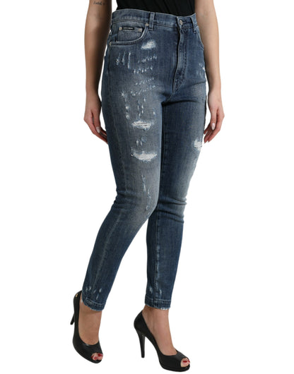 Donkerblauwe noodlijdende GRACE skinny denimjeans