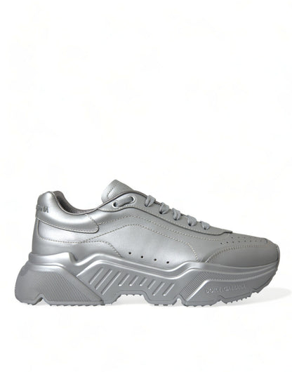 Zilveren DAYMASTER lederen heren casual sneakers schoenen