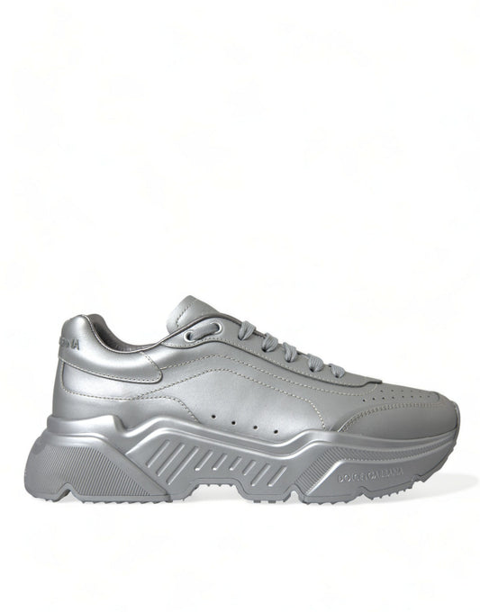 Zilveren DAYMASTER lederen heren casual sneakers schoenen