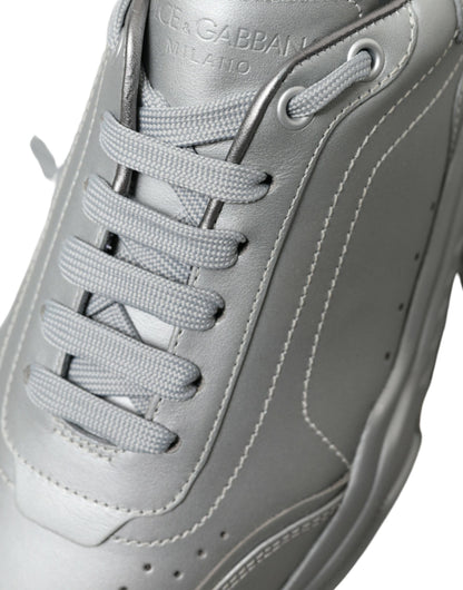 Zilveren DAYMASTER lederen heren casual sneakers schoenen