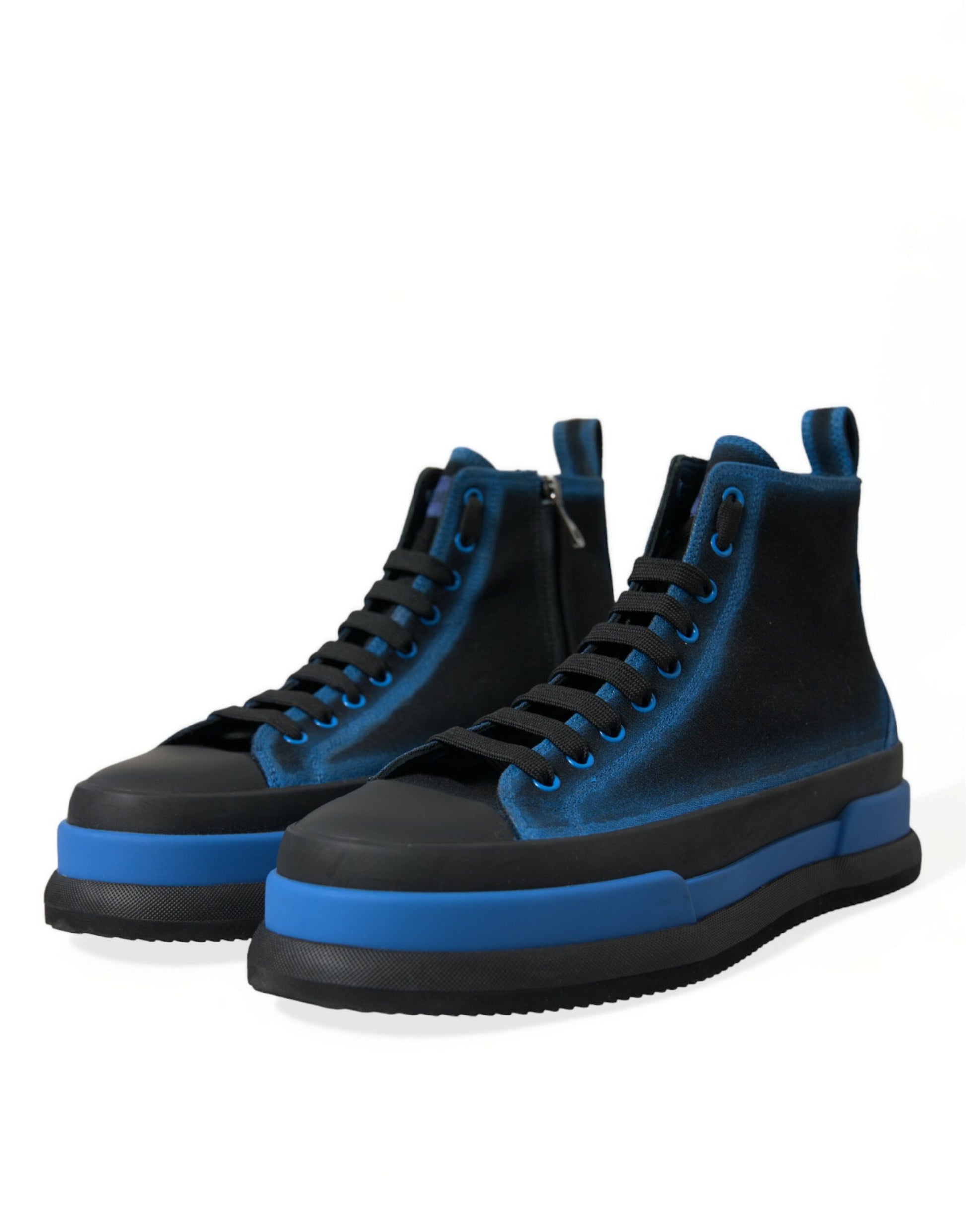 Zwart blauwe canvas katoenen hoge sneakers schoenen