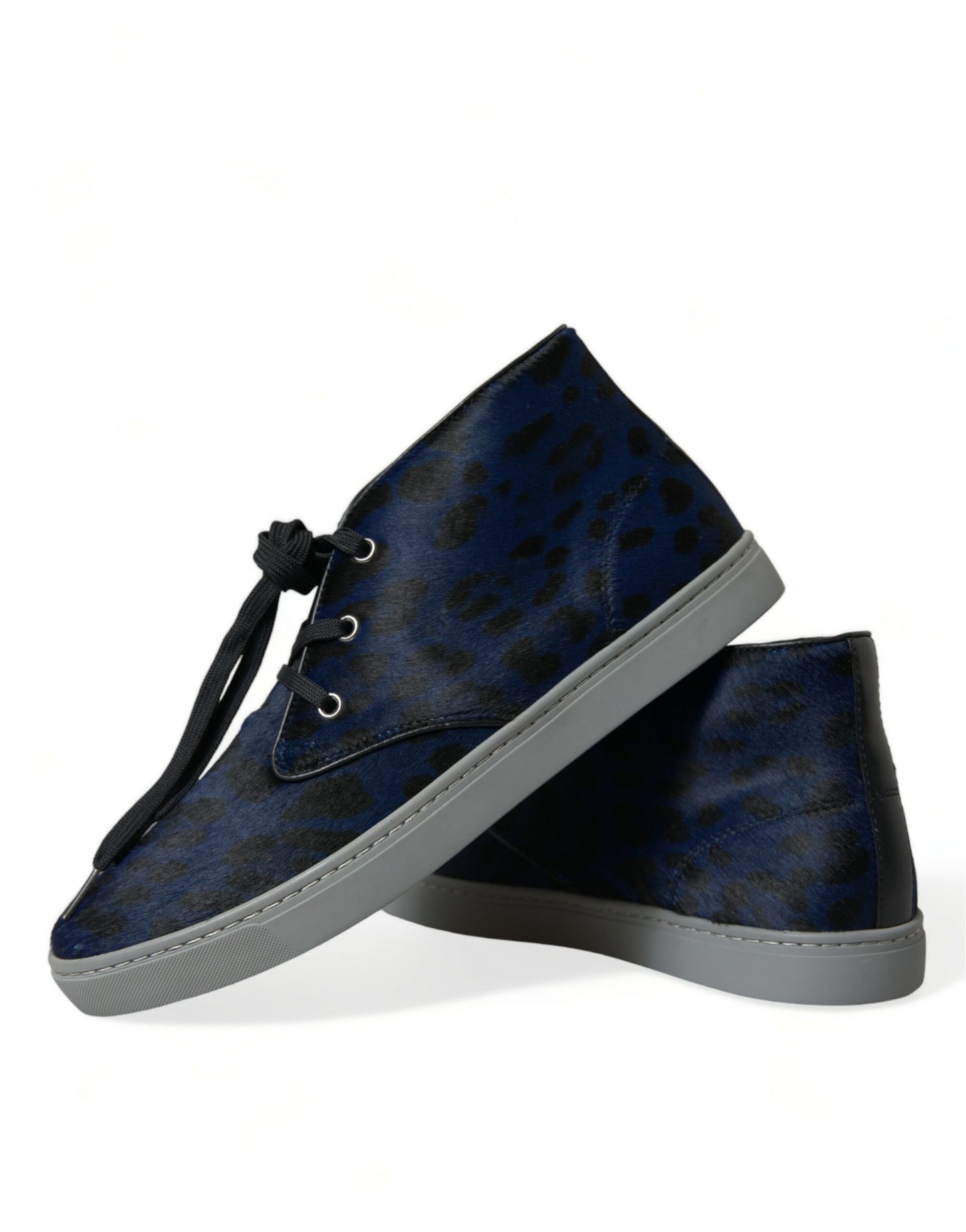 Blauwe kalfsleer luipaard mid-top sneakers schoenen