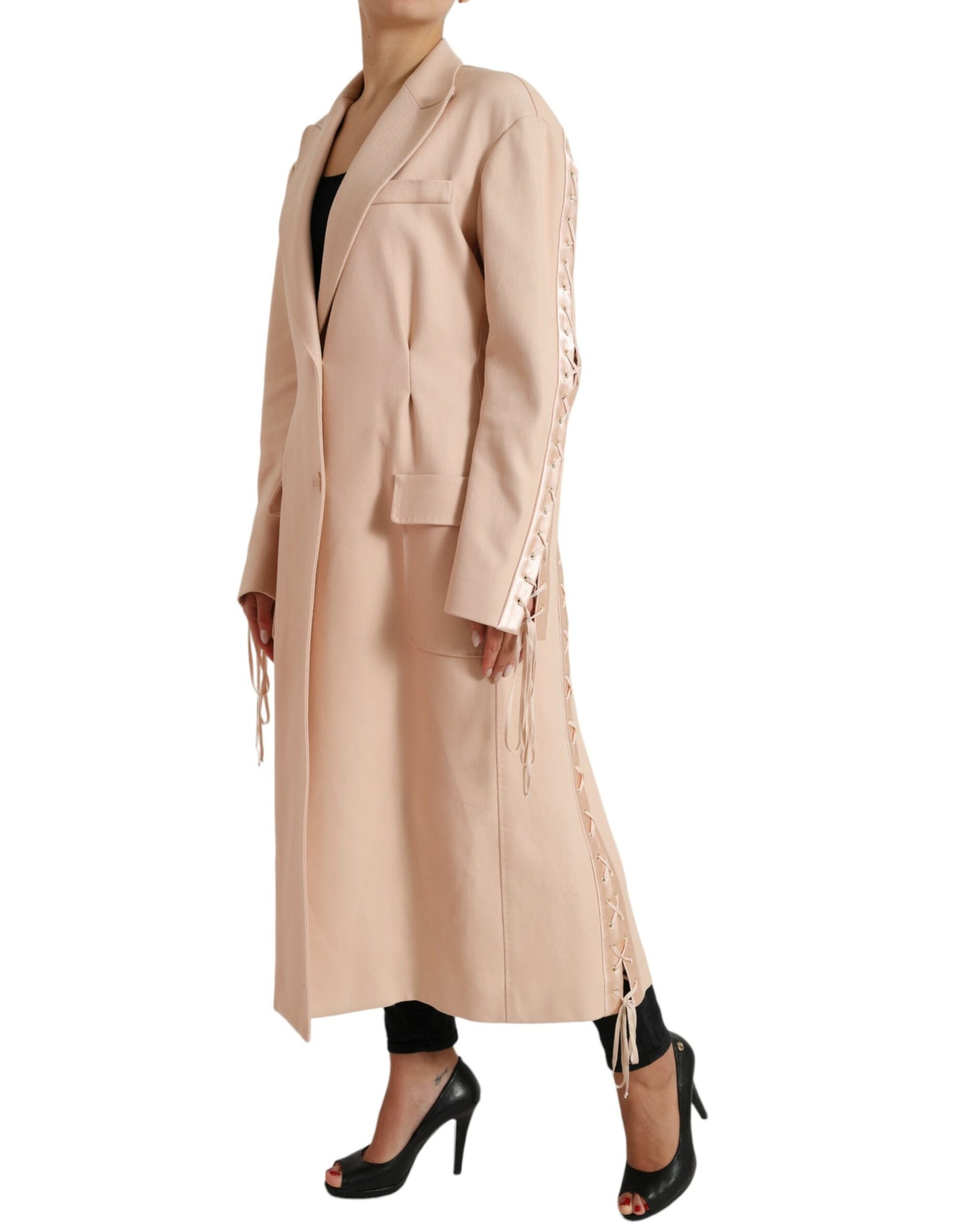 Elegante beige trenchcoat met enkele rij knopen