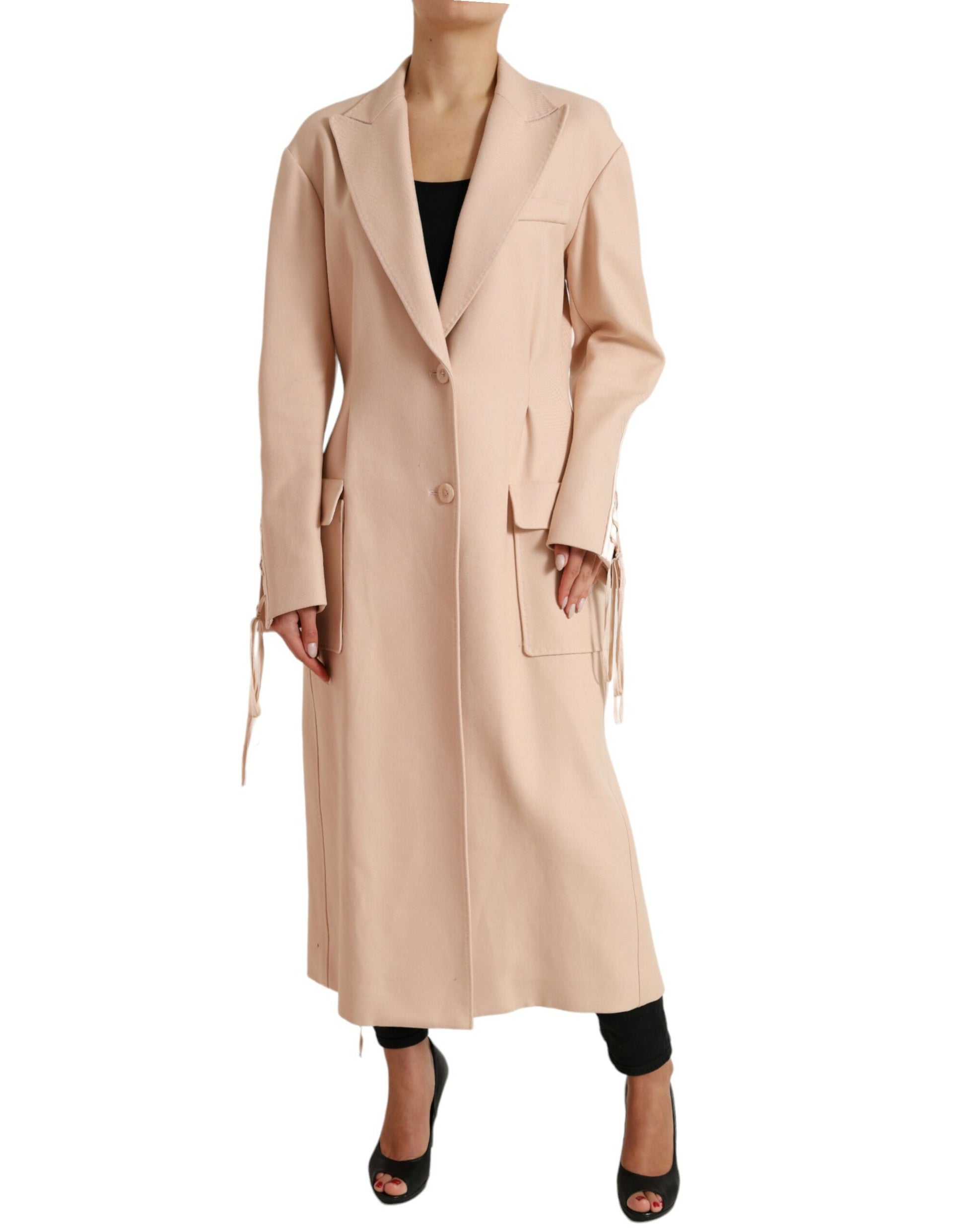 Gabardina elegante beige de un solo pecho