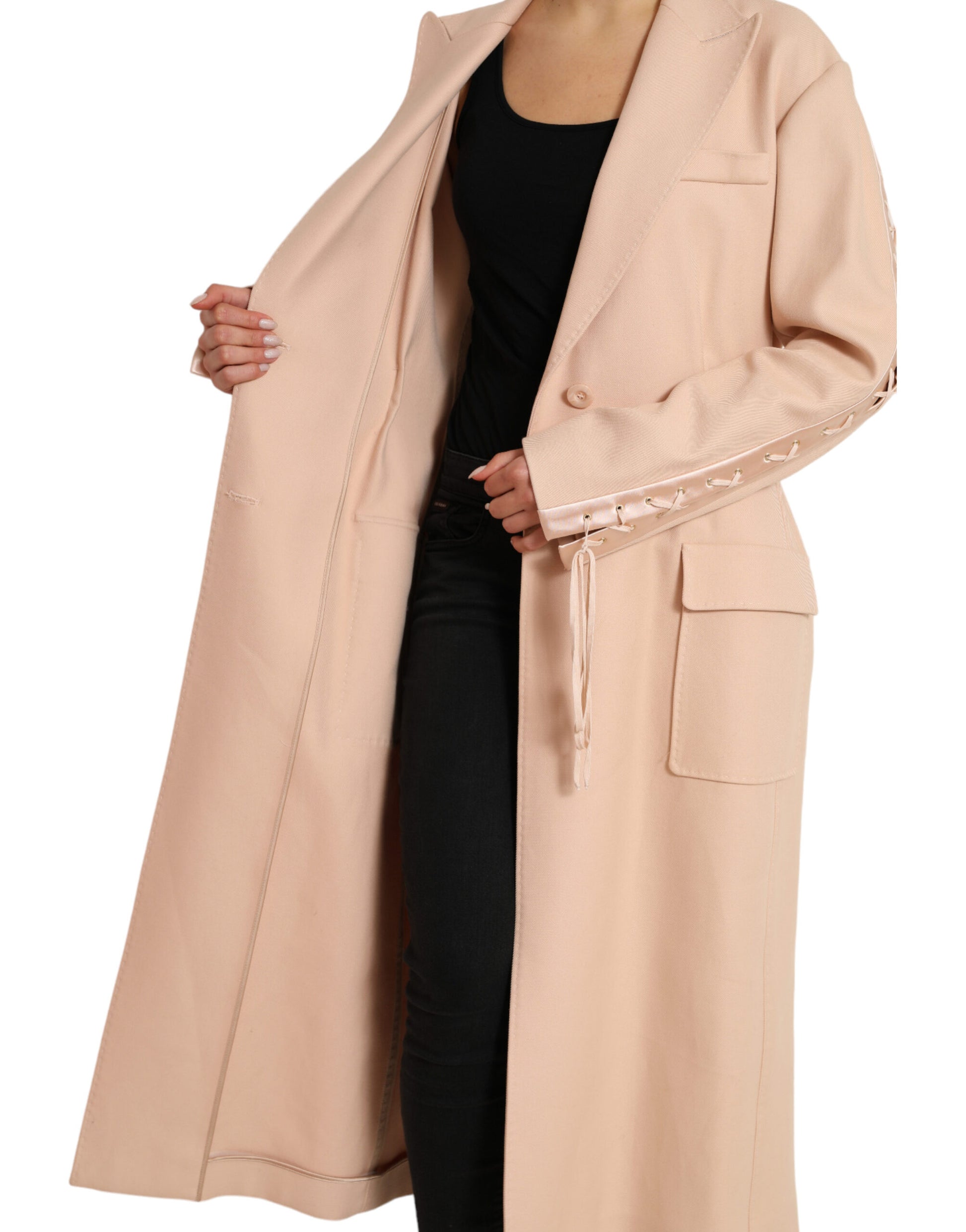 Gabardina elegante beige de un solo pecho