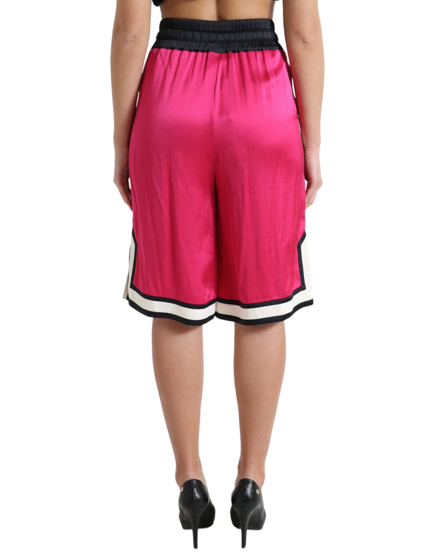 Roze viscose jersey logo hoge taille short