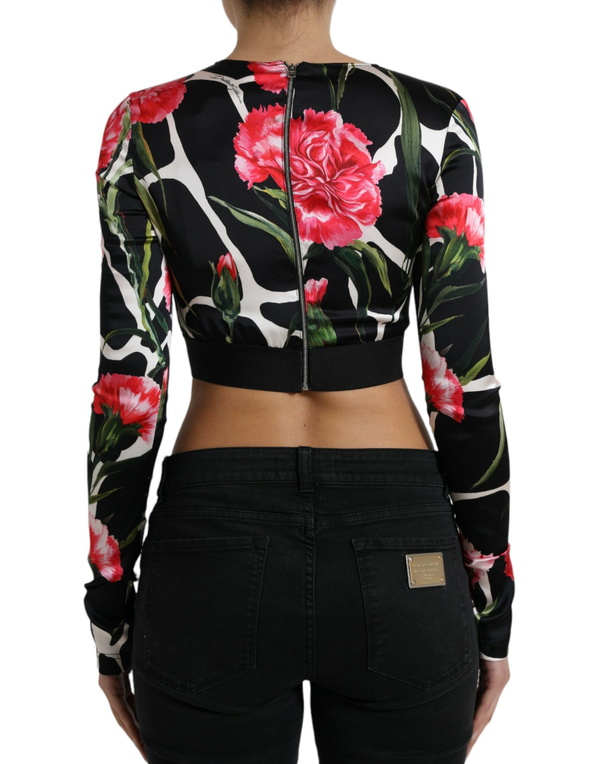 Blusa recortada floral elegante