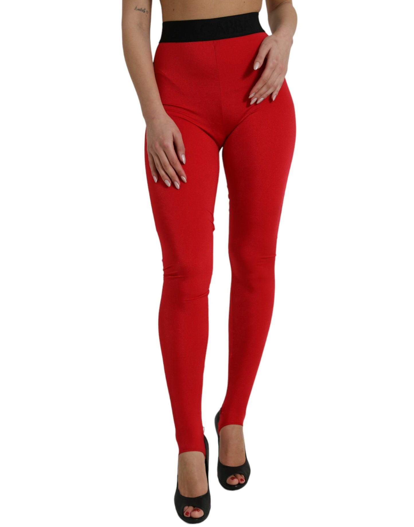 Pantalones Leggings De Cintura Alta Rojos Elegantes