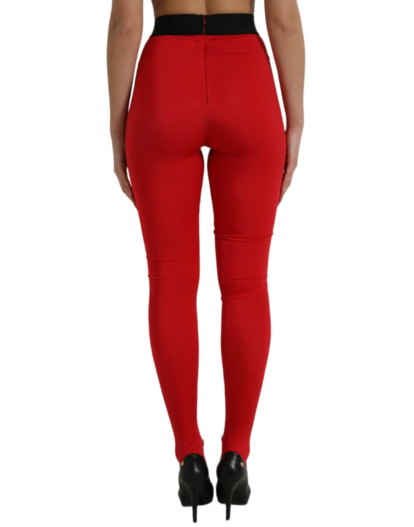 Pantalones Leggings De Cintura Alta Rojos Elegantes