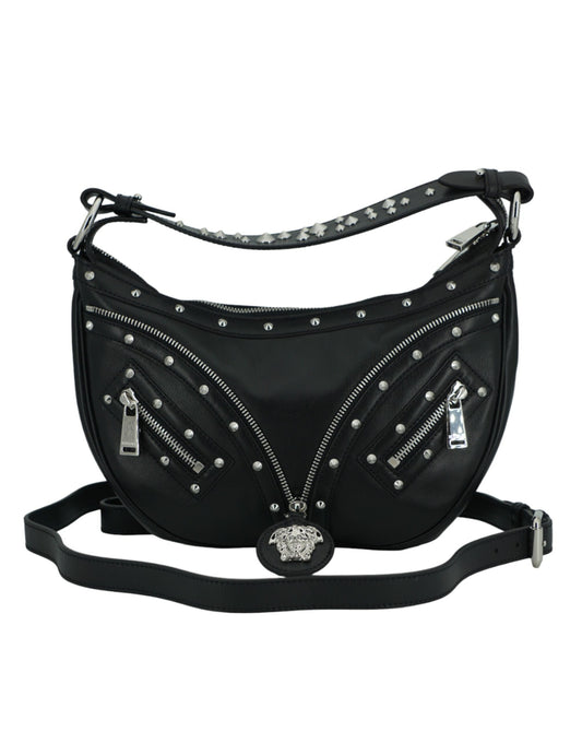 Elegante bolso hobo de cuero negro