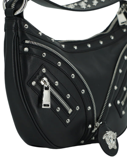 Elegante bolso hobo de cuero negro