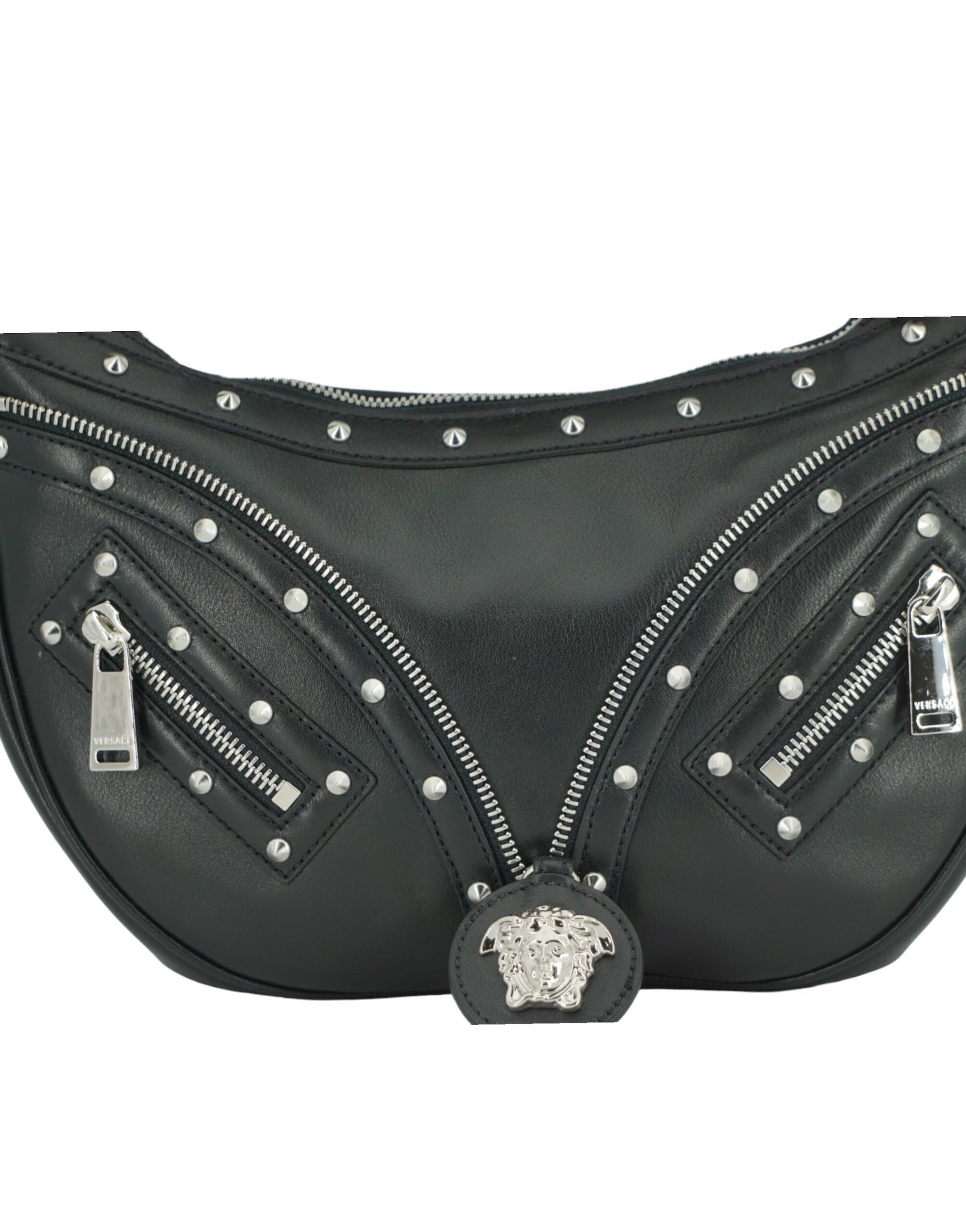 Elegante bolso hobo de cuero negro