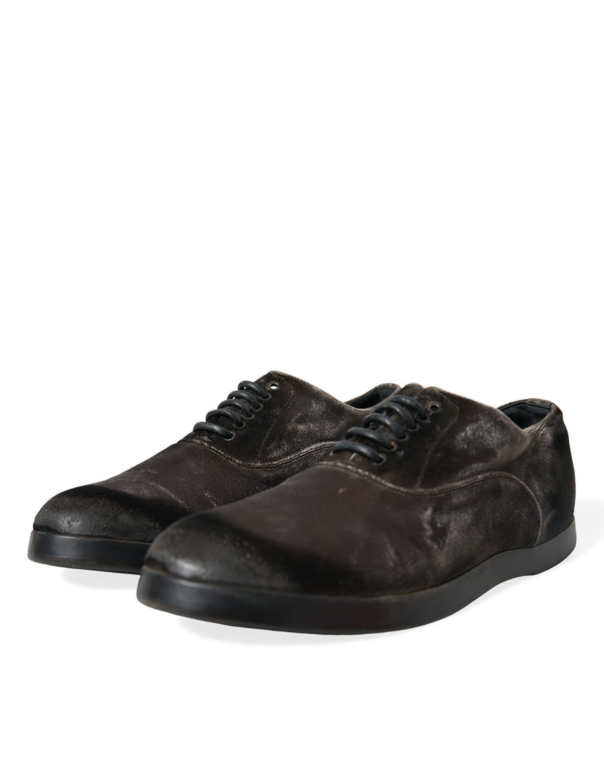 Elegant Brown Velvet Oxford Lace-up Shoes