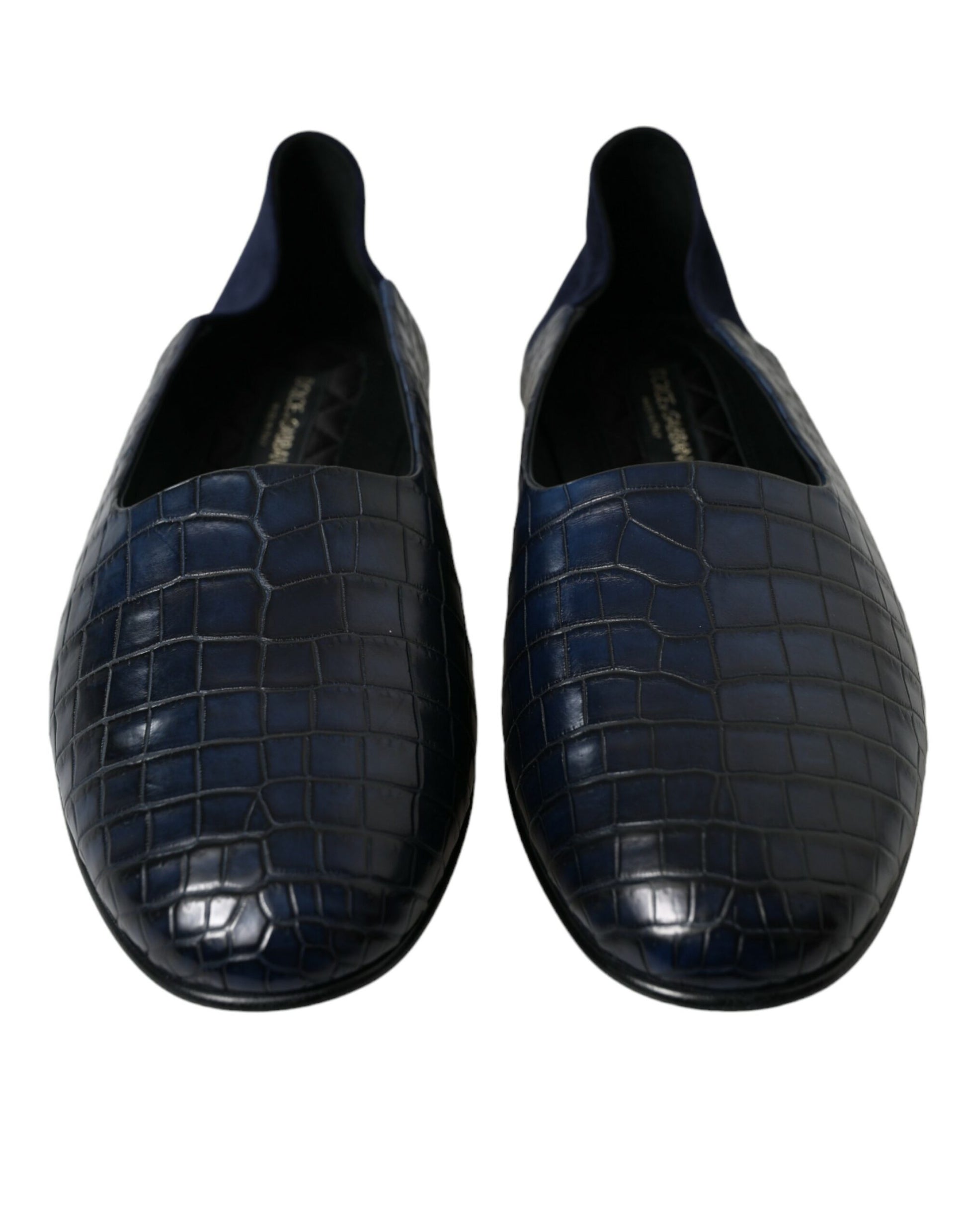 Blauwe krokodillenleer loafers slip-on schoenen