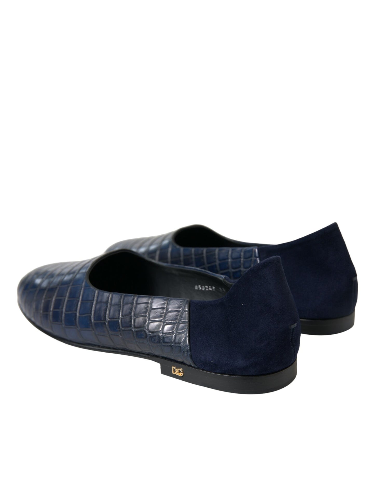 Mocasines elegantes de piel de cocodrilo azul