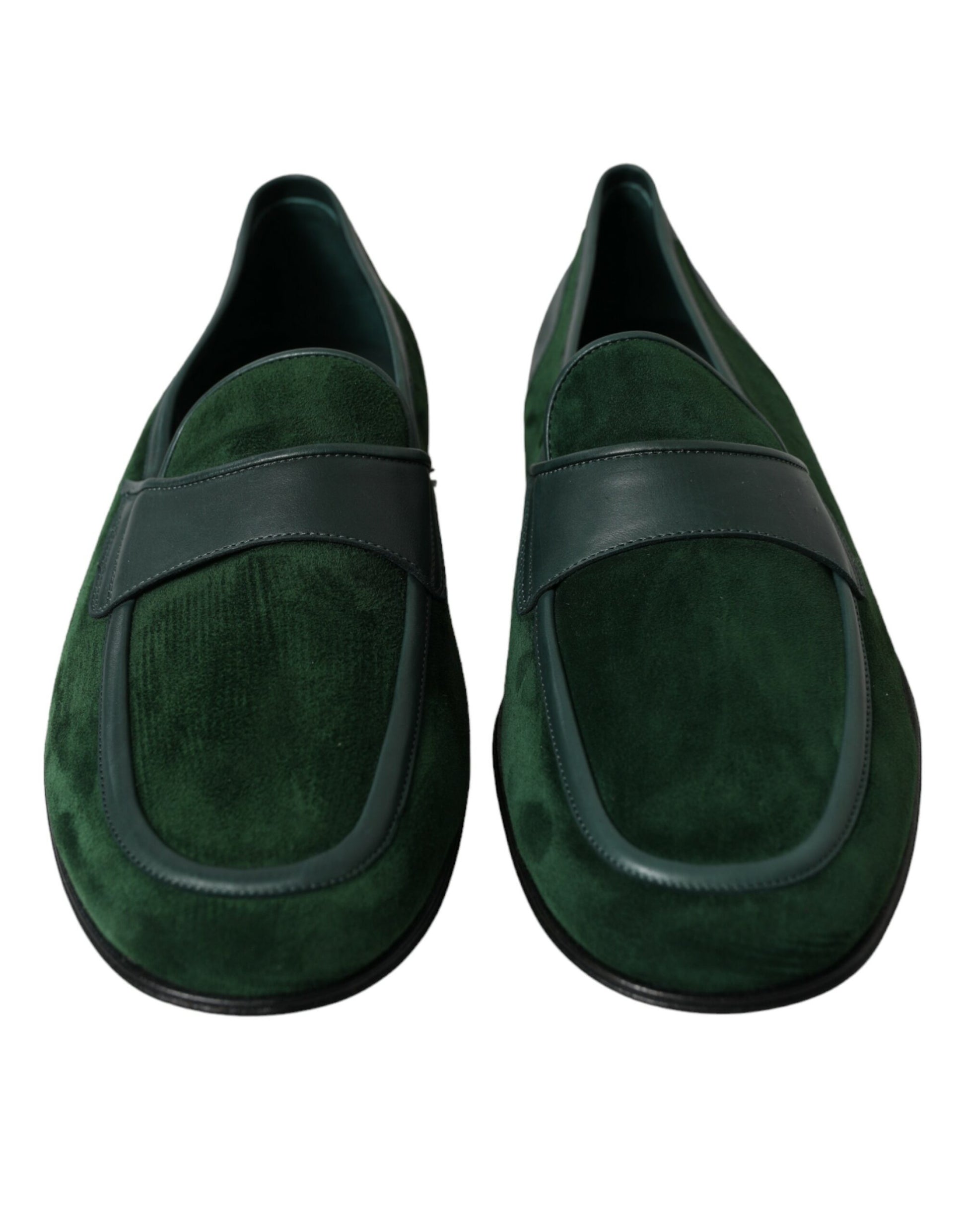 Mocasines de piel de terciopelo esmeralda para hombre