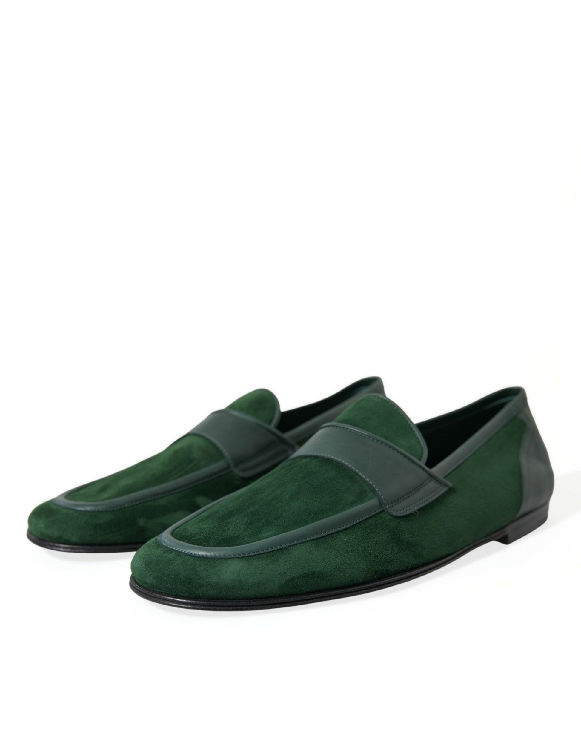 Mocasines de piel de terciopelo esmeralda para hombre