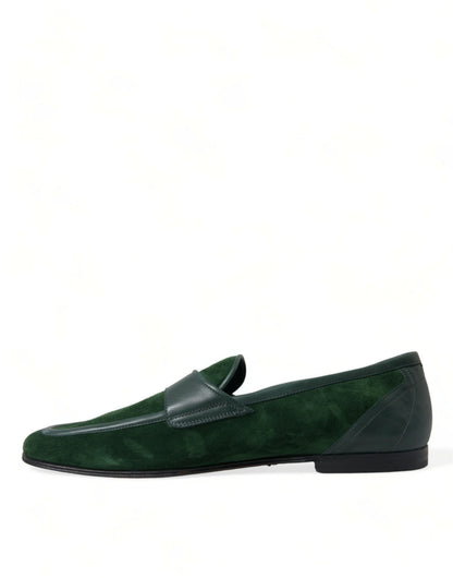 Groene fluwelen slip-on herenloaferkledingschoenen