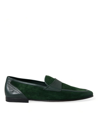 Groene fluwelen slip-on herenloaferkledingschoenen