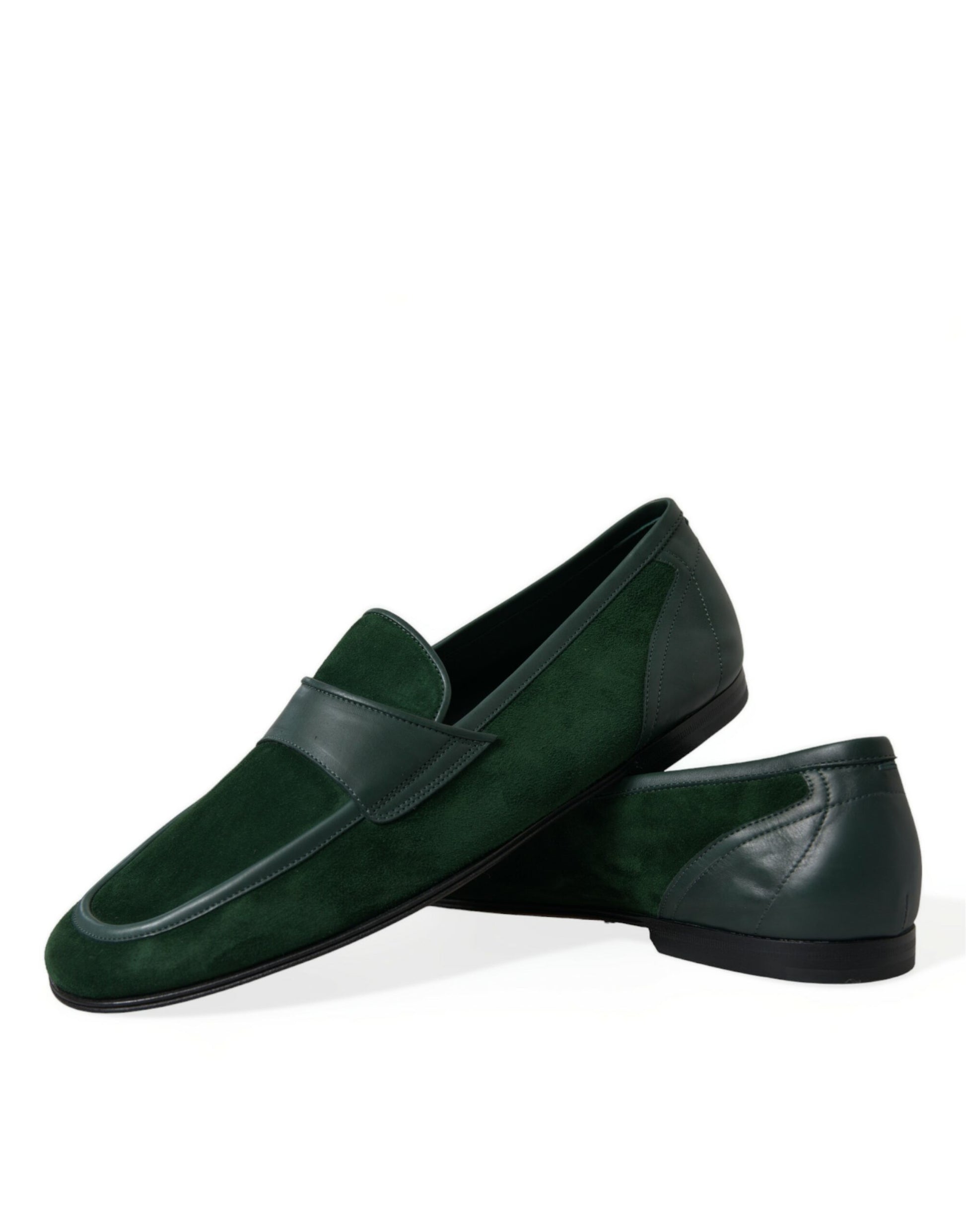 Mocasines de piel de terciopelo esmeralda para hombre