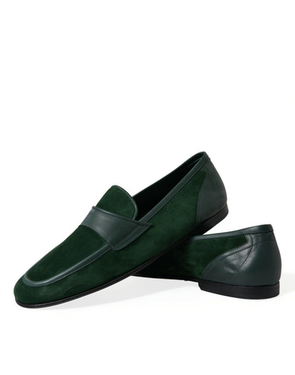 Groene fluwelen slip-on herenloaferkledingschoenen