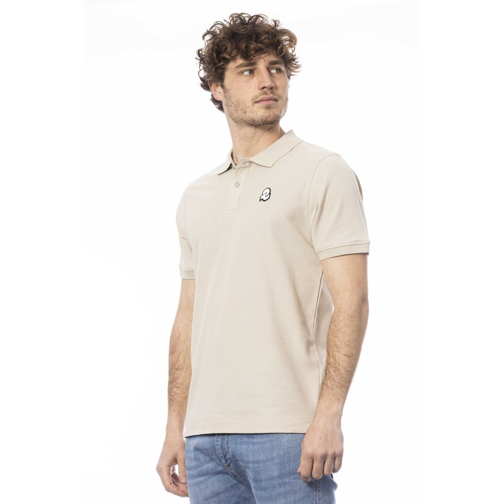 Beige Cotton Men Polo Shirt