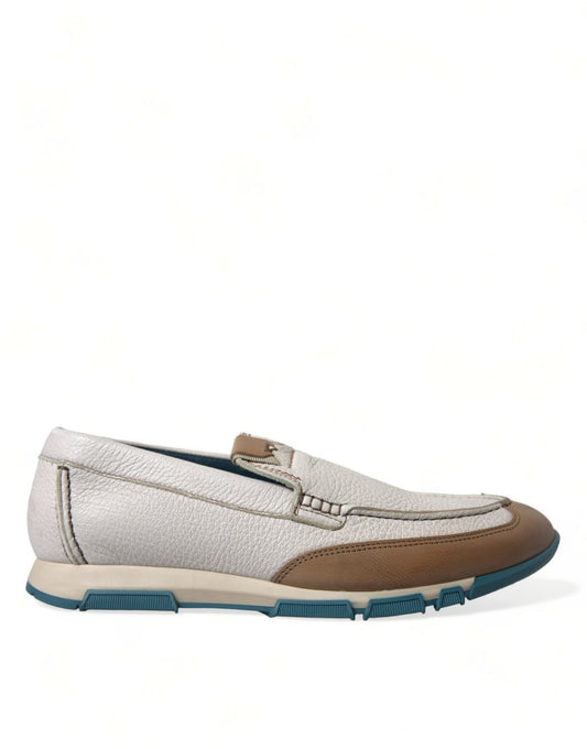 Witbruine leren slip-on heren mocassinschoenen