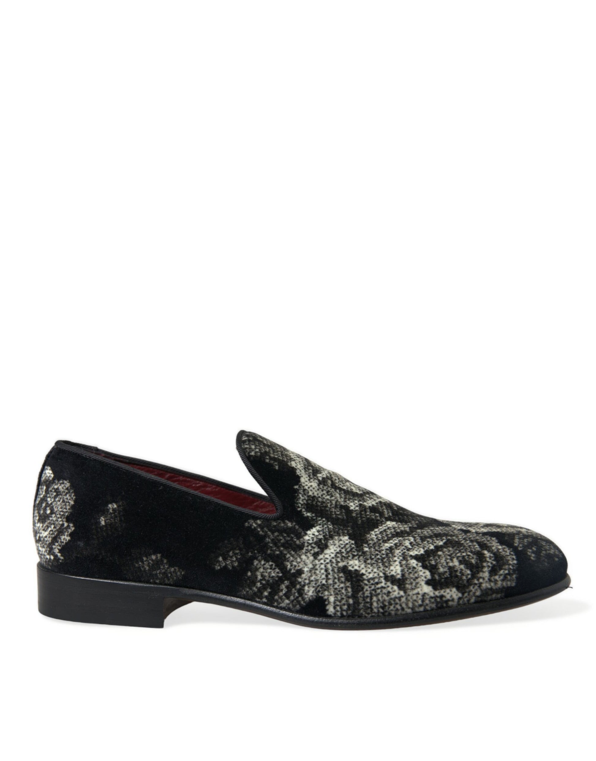 Zwarte bloemenpantoffels Heren Loafers Kledingschoenen