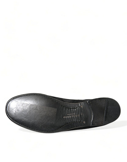 Elegant Black Velor Loafers for the Discerning Gentleman