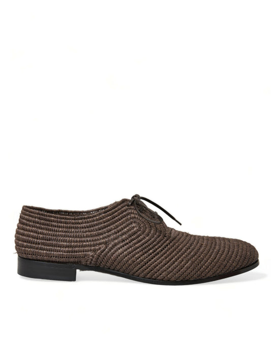 Bruine Raffia Derby-schoenen met veters