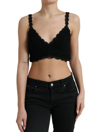 Elegante top corsé de crochet negro