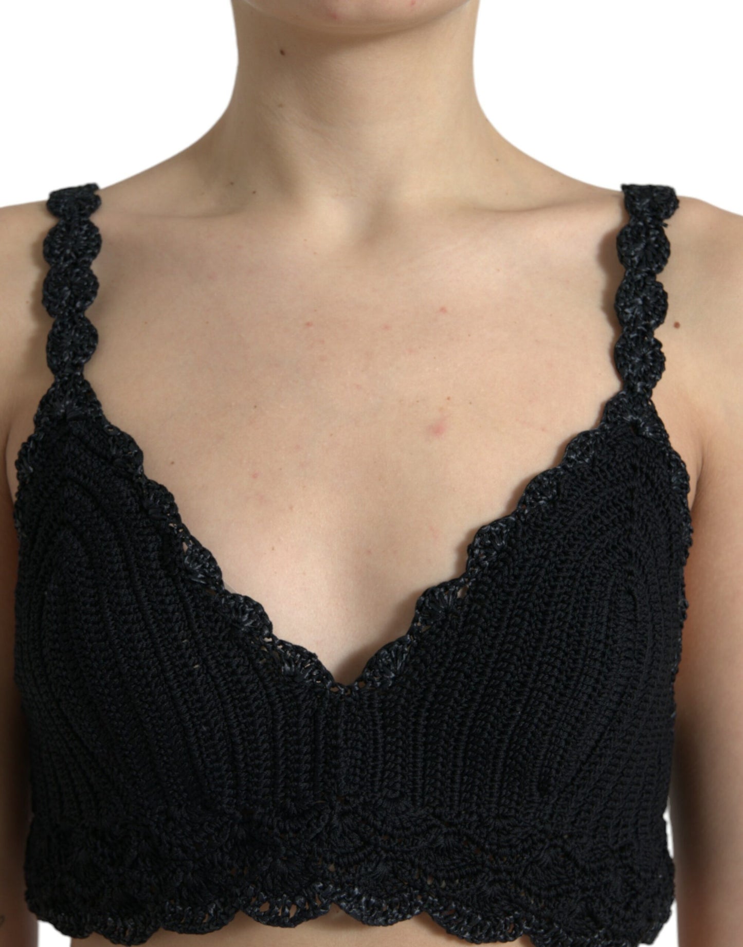 Elegante top corsé de crochet negro