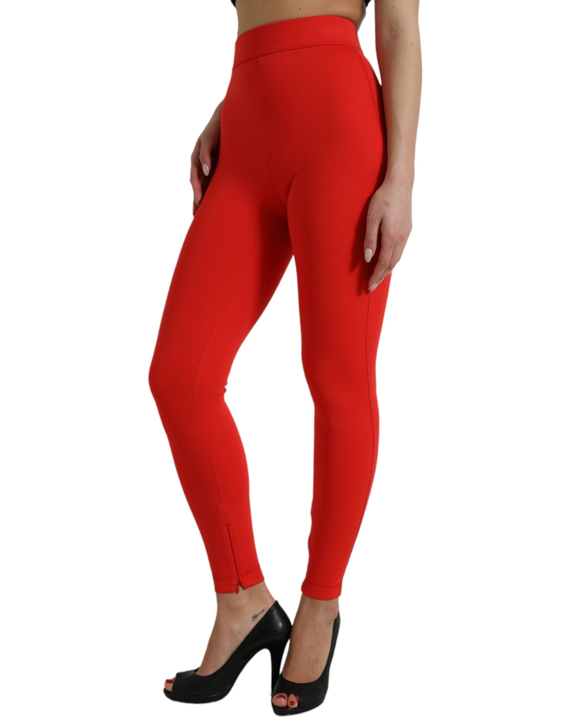 Leggings rojos elegantes de cintura alta