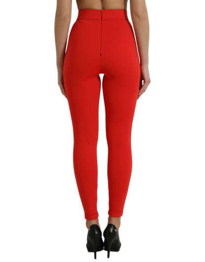 Leggings rojos elegantes de cintura alta