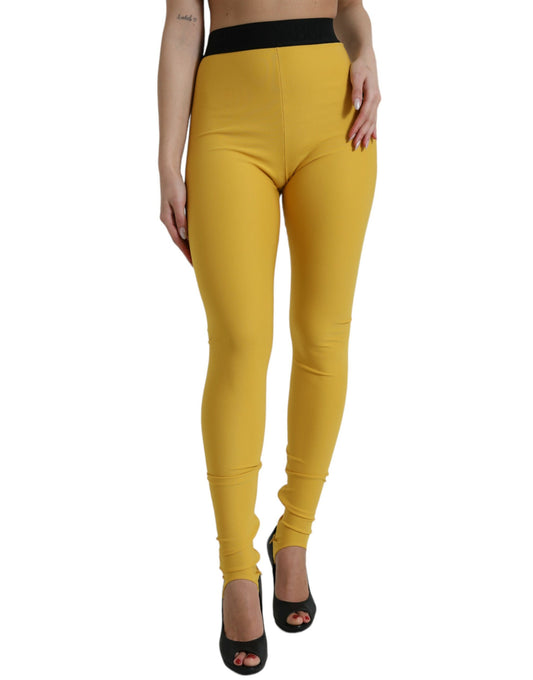 Gele nylon stretch legging broek