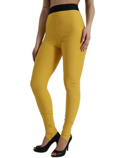 Gele nylon stretch legging broek