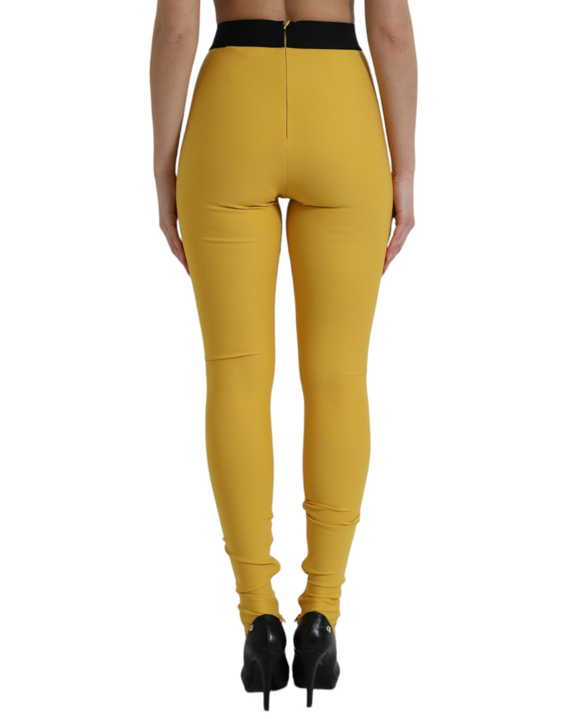 Elegant High Waist Yellow Leggings