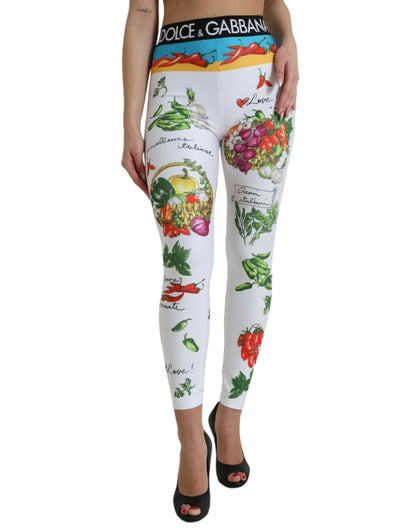 Witte groenten hoge taille legging broek