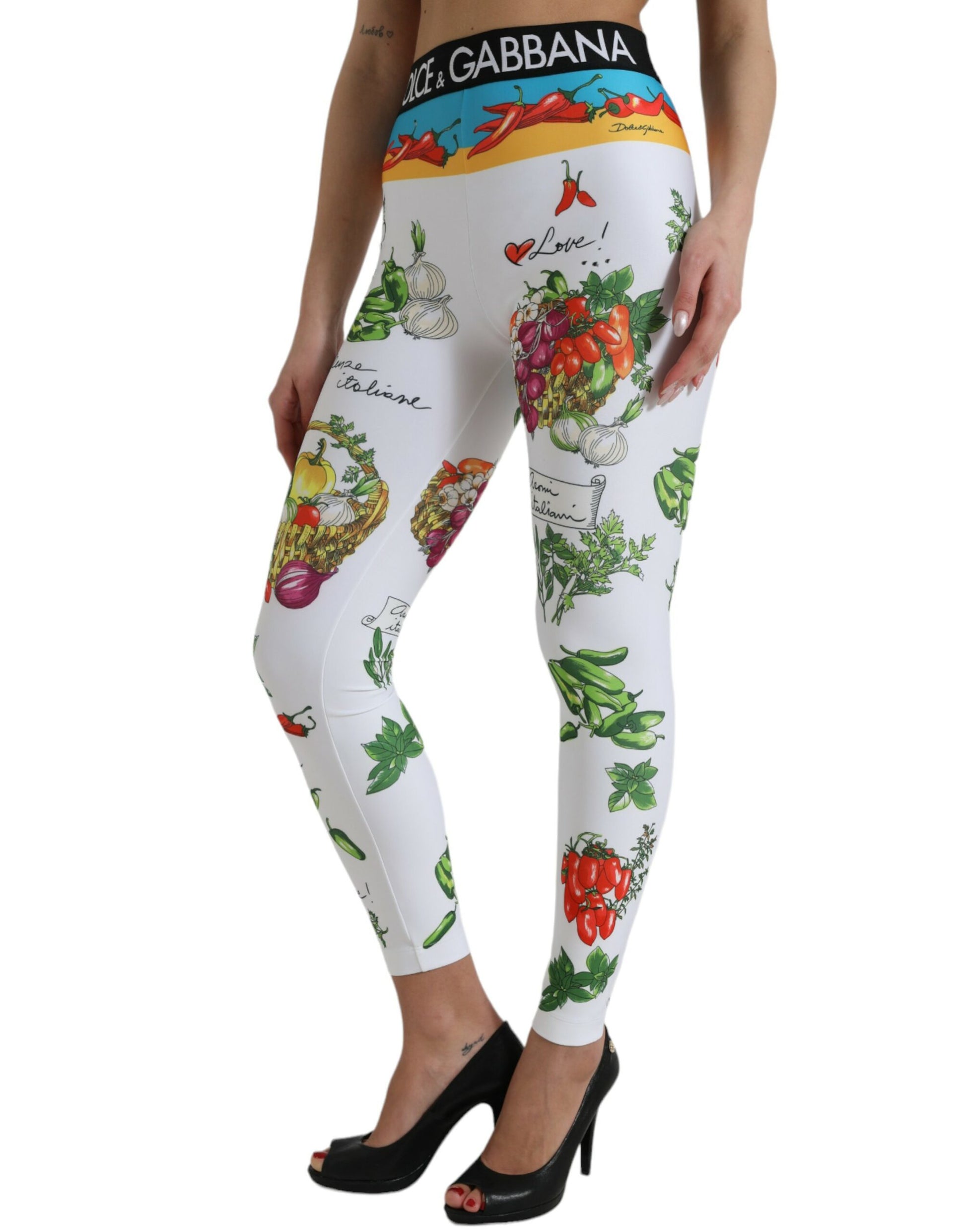 Witte groenten hoge taille legging broek