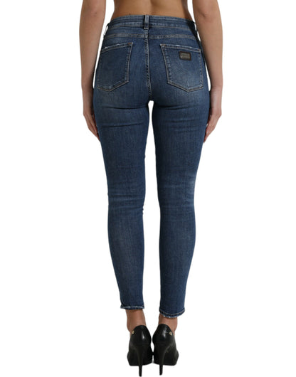 Donkerblauwe katoenen skinny jeans met stretchdenim