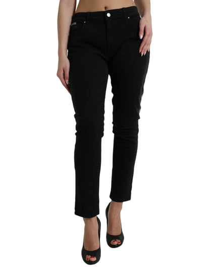 Zwartgrijze skinny jeans met tweekleurig denimlogo