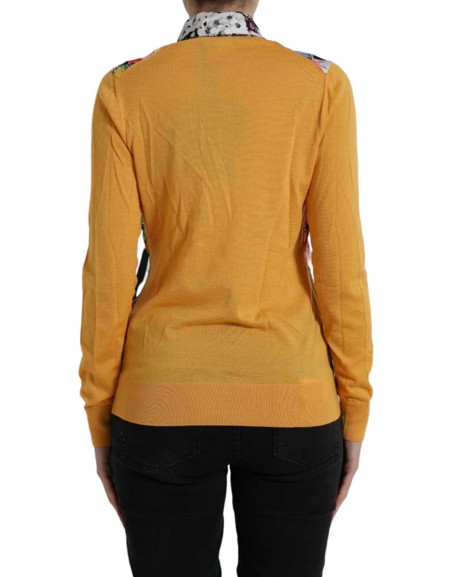 Elegant Patchwork Henley Silk Blend Sweater