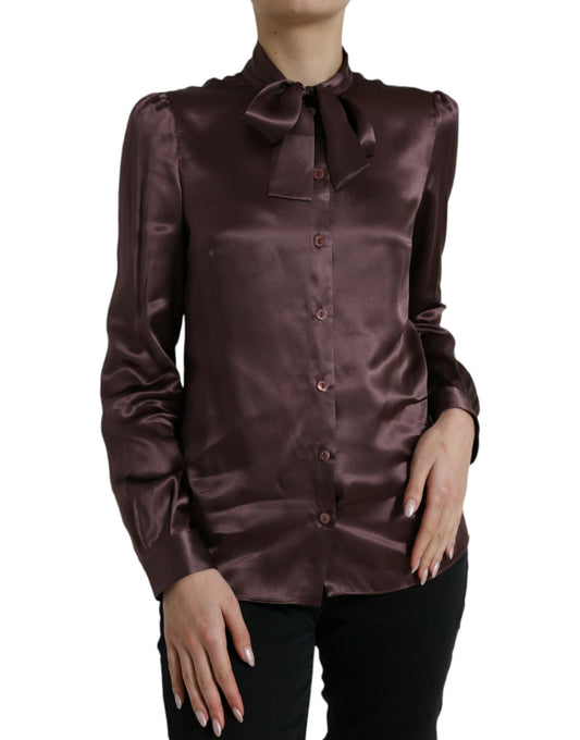 Blusa elegante de seda con cuello Ascot