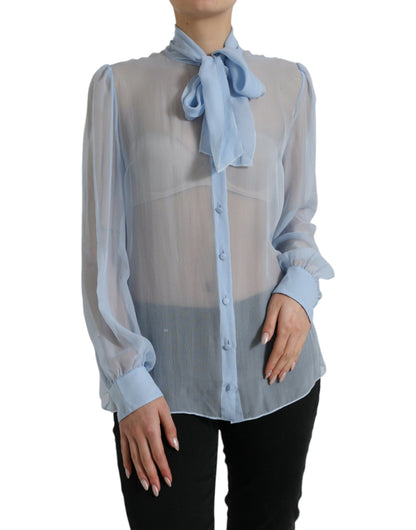 Blusa elegante de seda de manga larga