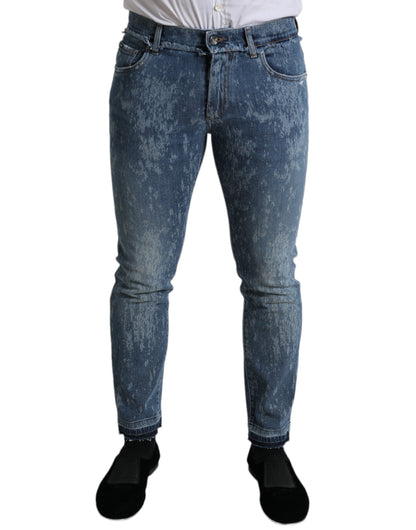 Blauw gewassen skinny katoenen stretchdenimjeans