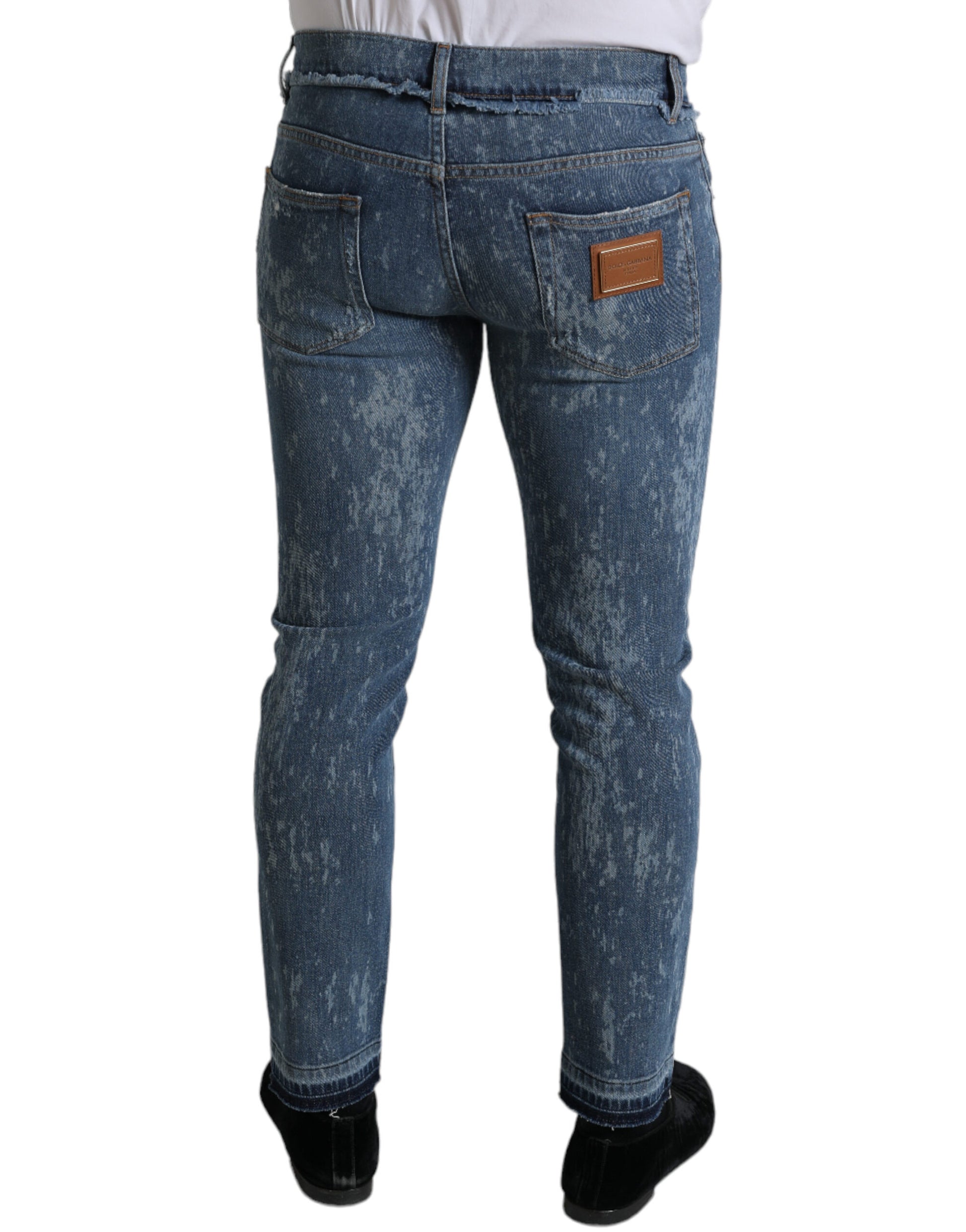 Blauw gewassen skinny katoenen stretchdenimjeans