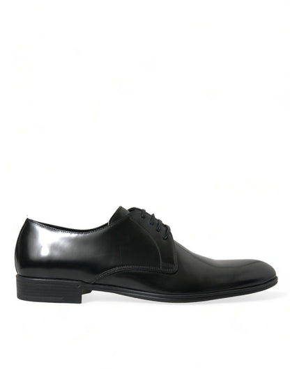 Elegant Black Leather Derby Formal Shoes