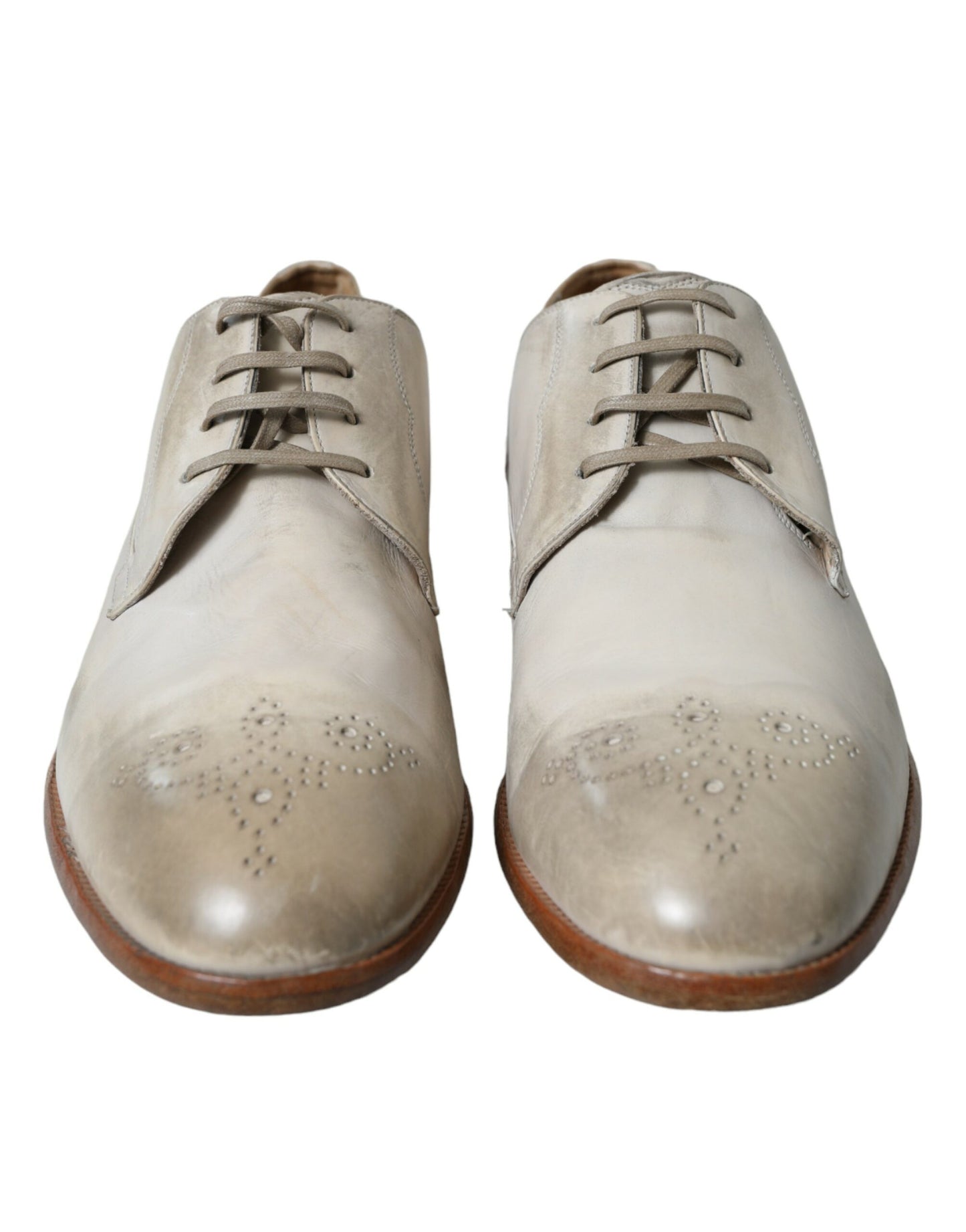 Elegantes zapatos derby de piel de becerro blancos